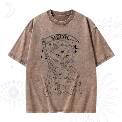 Purplehecate Grim Meow Reaper Washed T-Shirt
