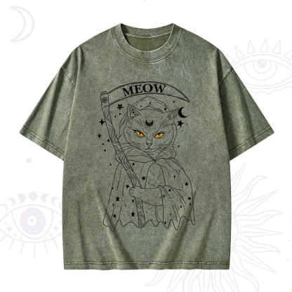 Purplehecate Grim Meow Reaper Washed T-Shirt