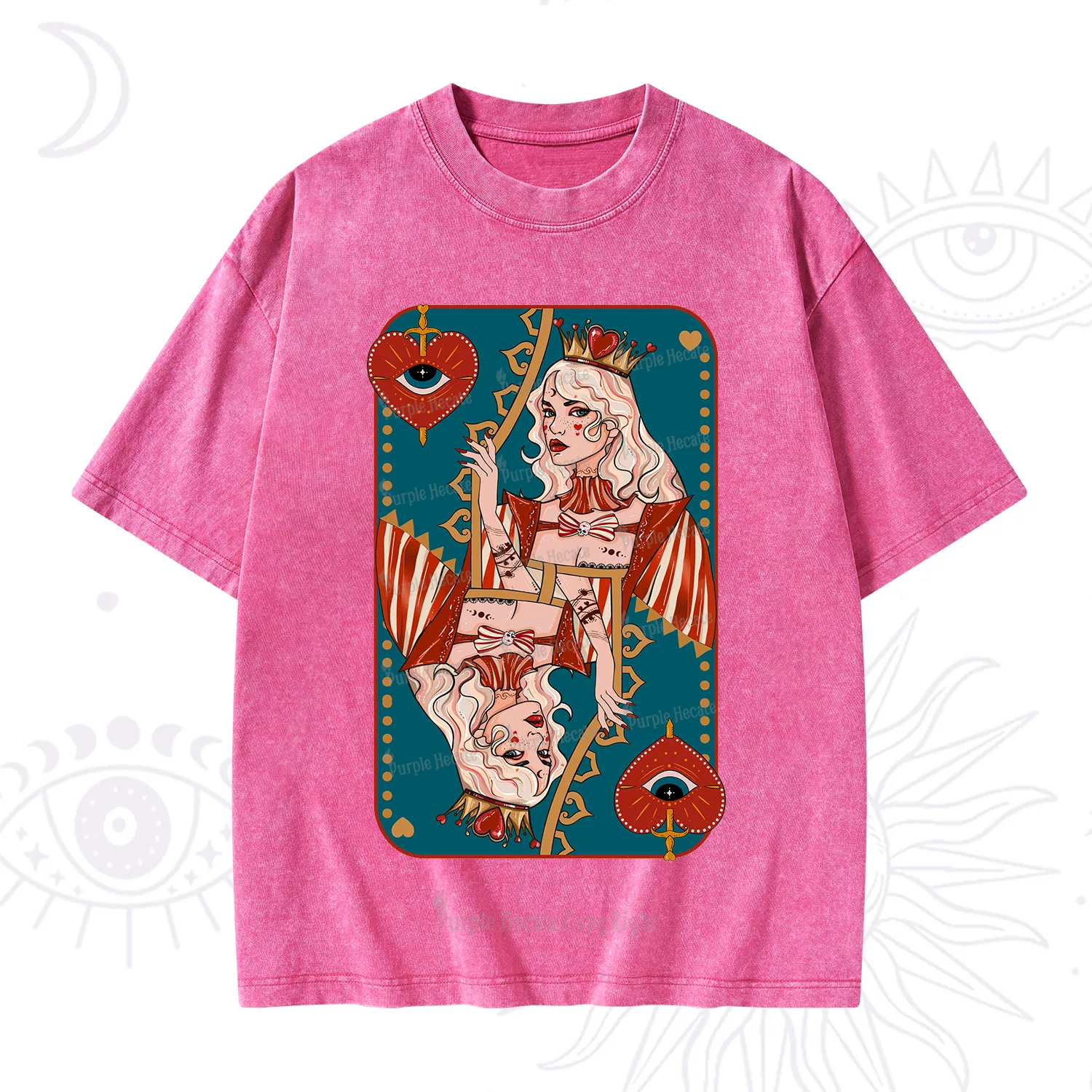 Purplehecate Mystic Queen of Hearts Washed T-Shirt