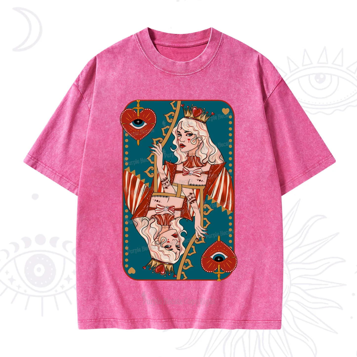 Purplehecate Mystic Queen of Hearts Washed T-Shirt