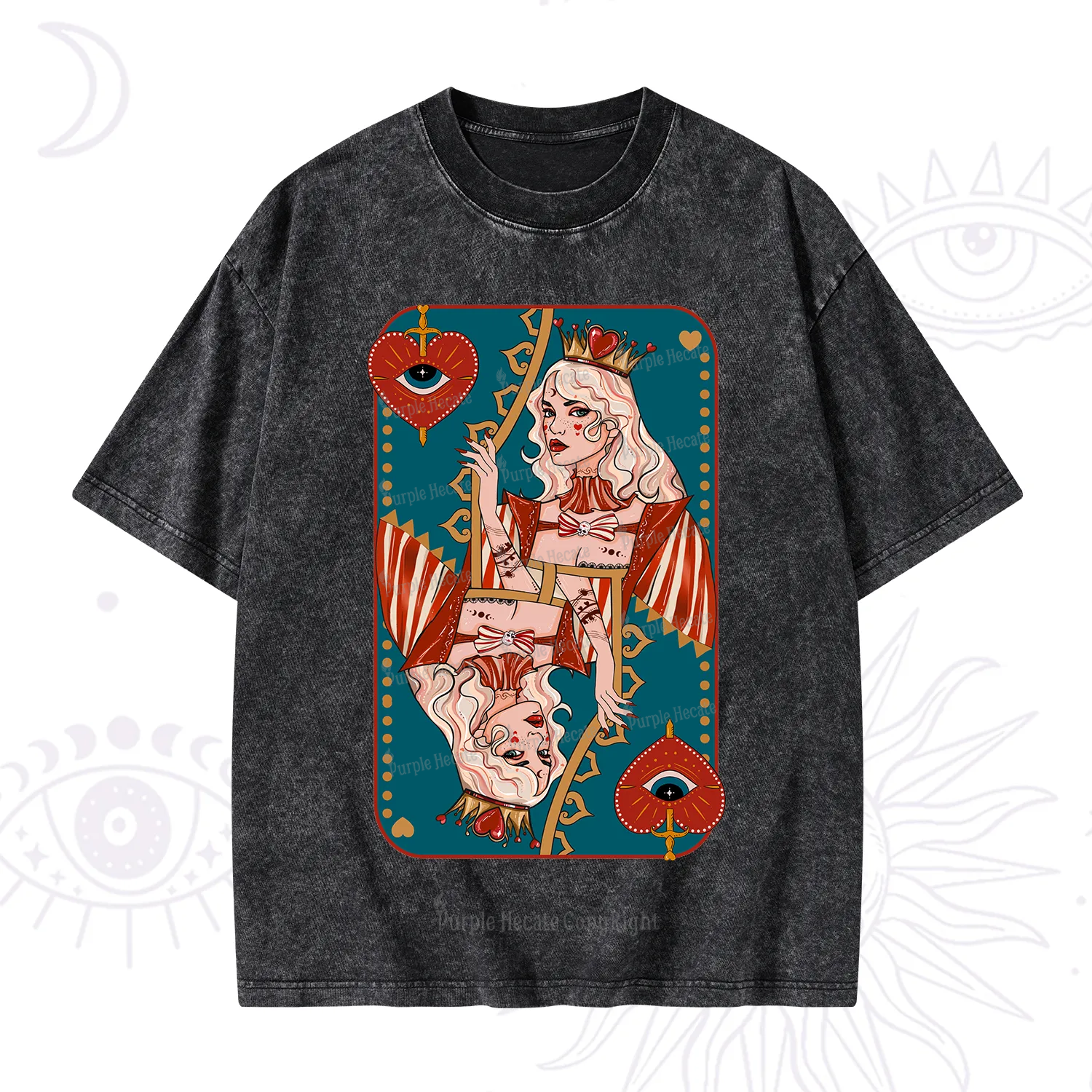 Purplehecate Mystic Queen of Hearts Washed T-Shirt