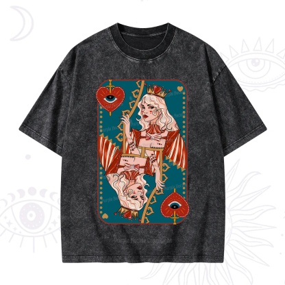 Purplehecate Mystic Queen of Hearts Washed T-Shirt