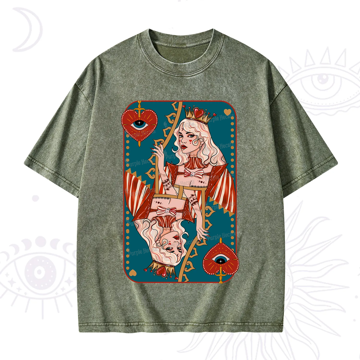 Purplehecate Mystic Queen of Hearts Washed T-Shirt