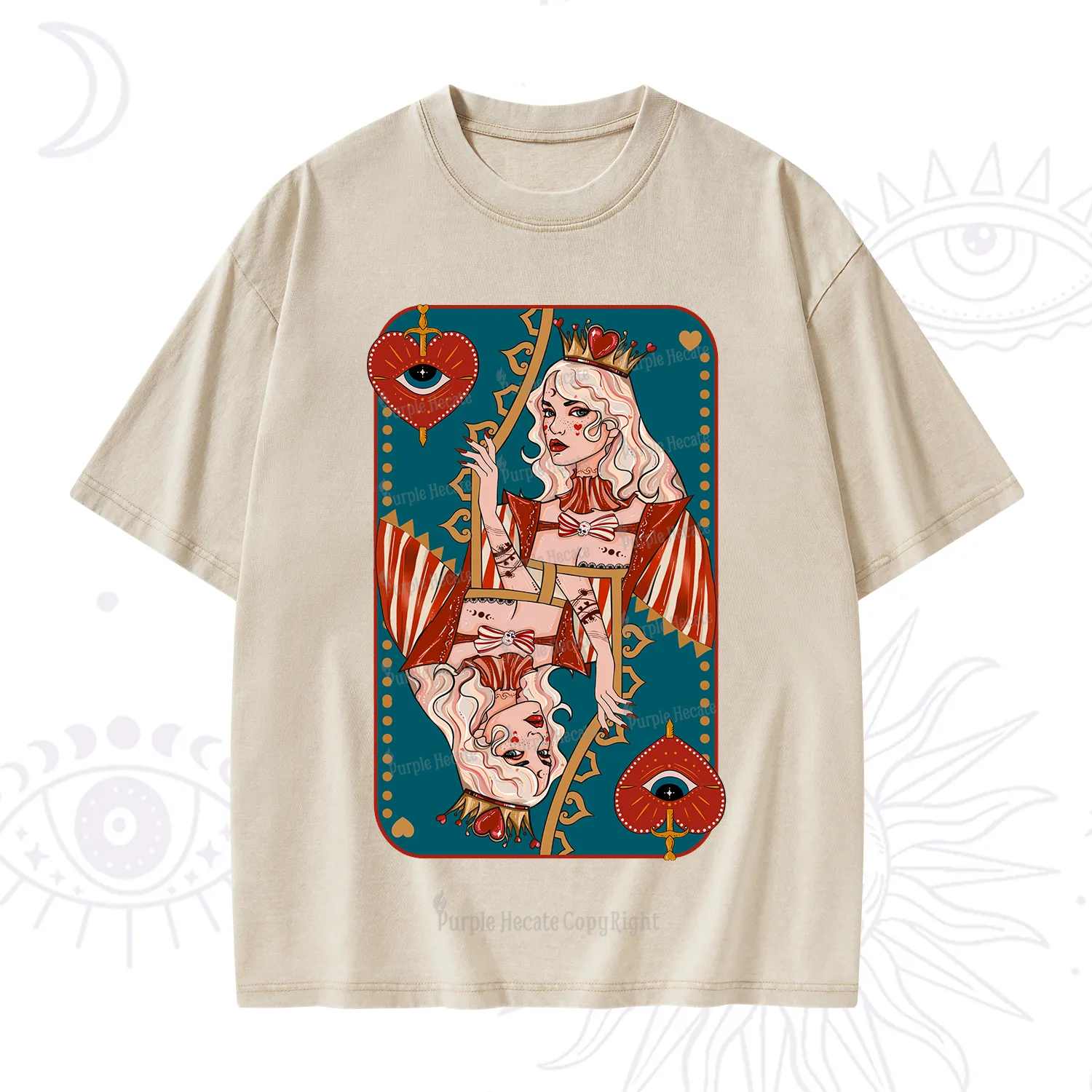 Purplehecate Mystic Queen of Hearts Washed T-Shirt