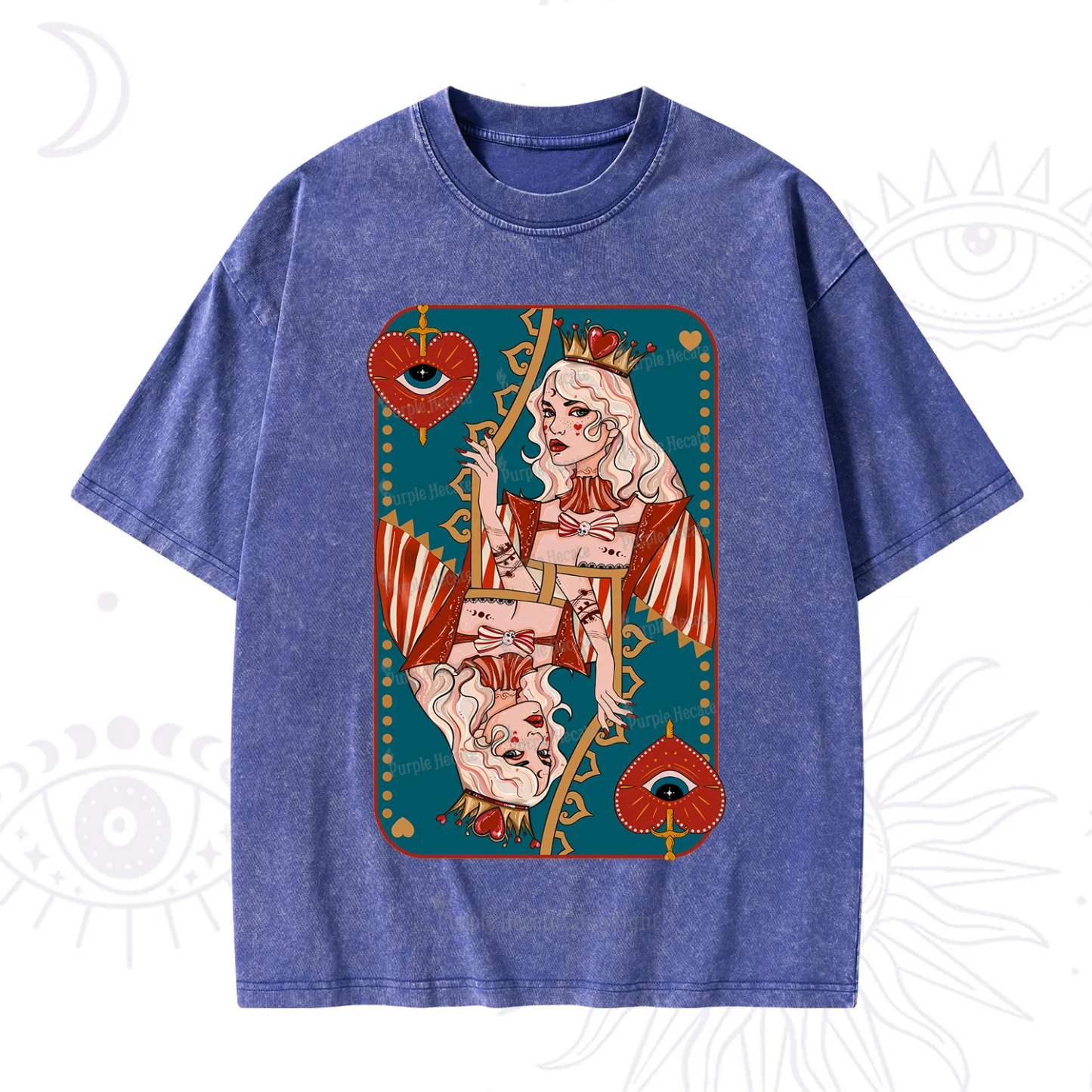 Purplehecate Mystic Queen of Hearts Washed T-Shirt