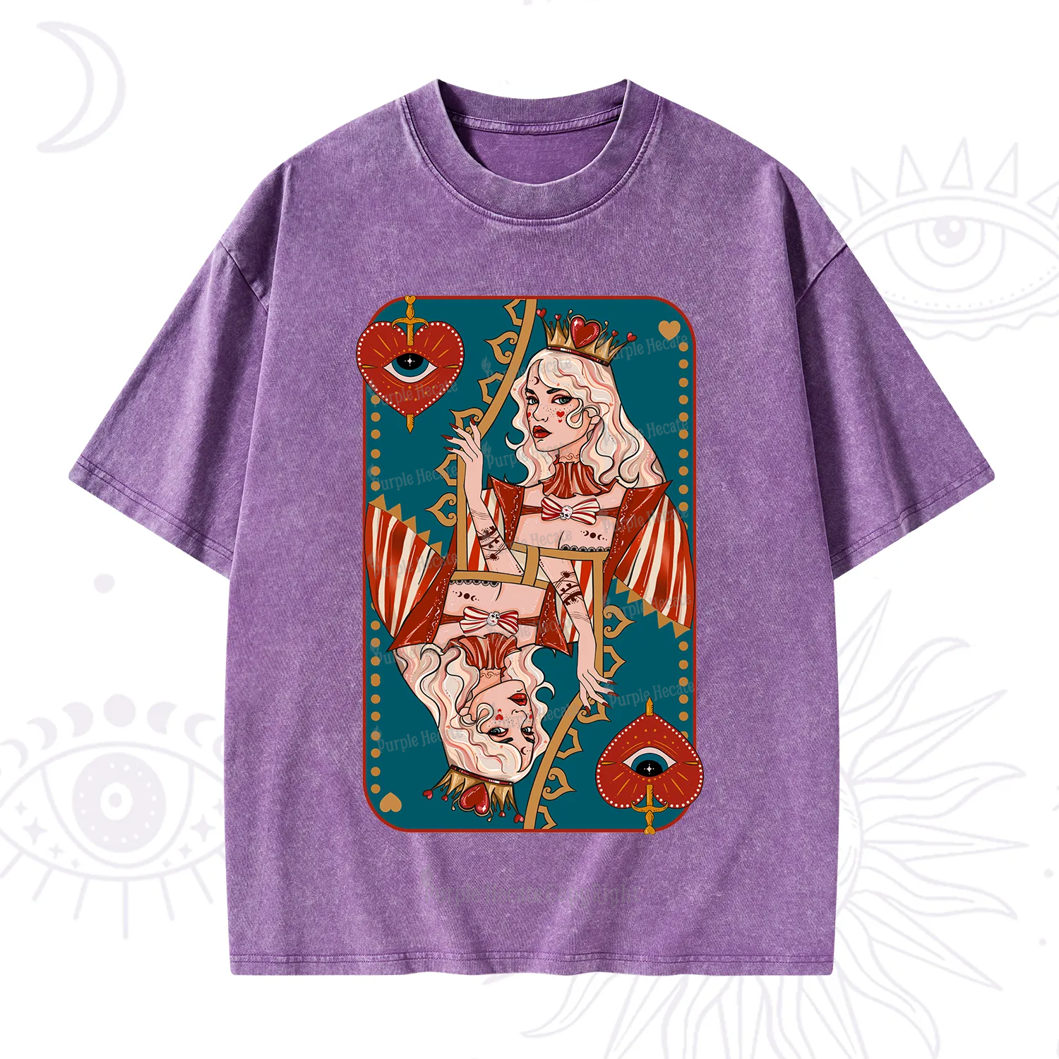 Purplehecate Mystic Queen of Hearts Washed T-Shirt