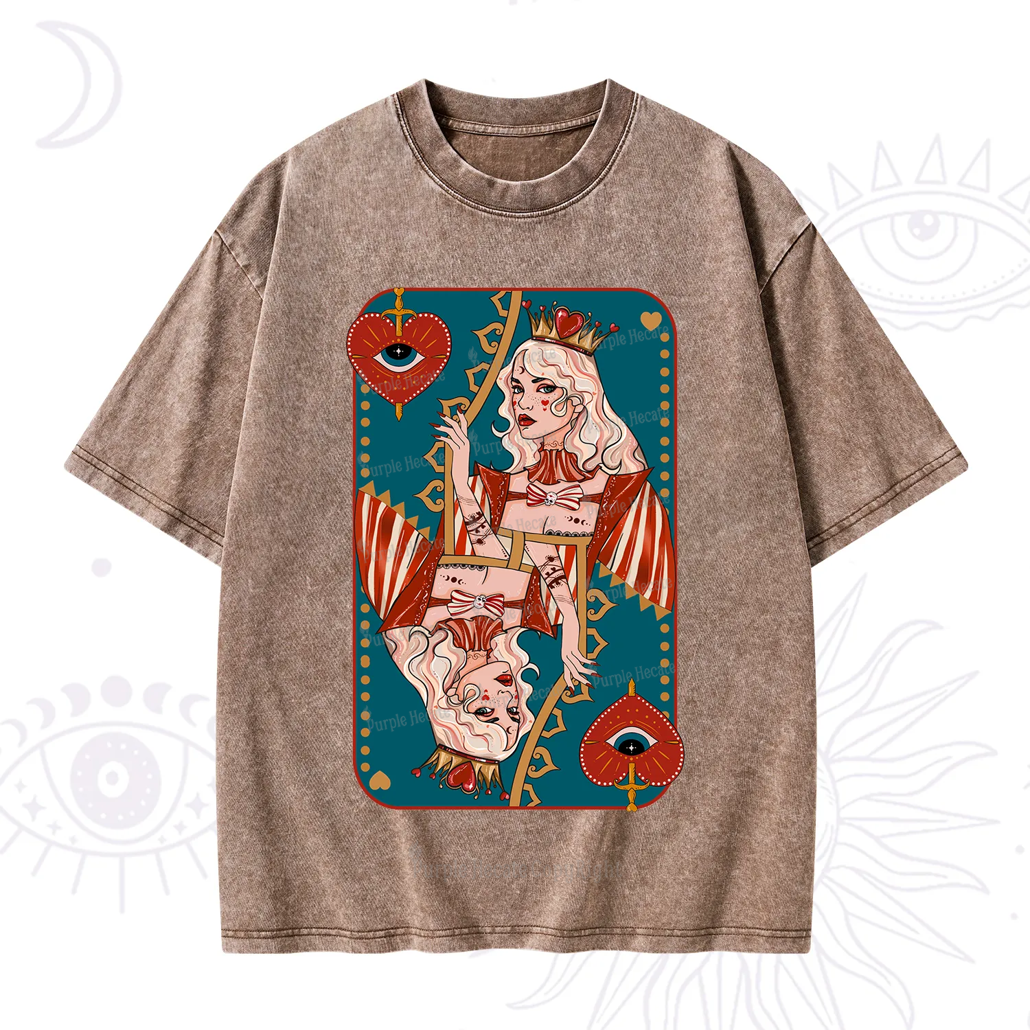 Purplehecate Mystic Queen of Hearts Washed T-Shirt