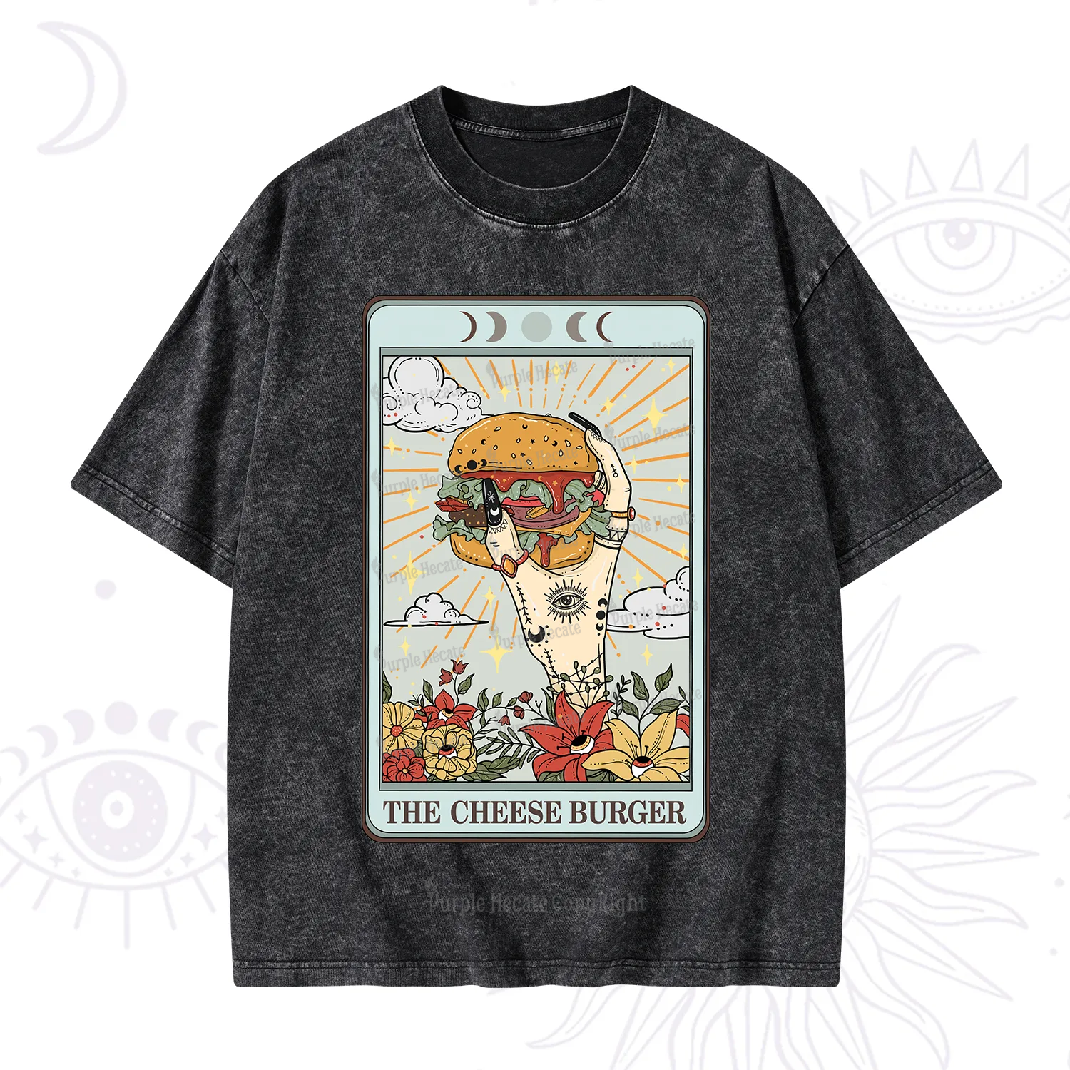 Purplehecate The Cheese Burger Tarot Washed T-Shirt