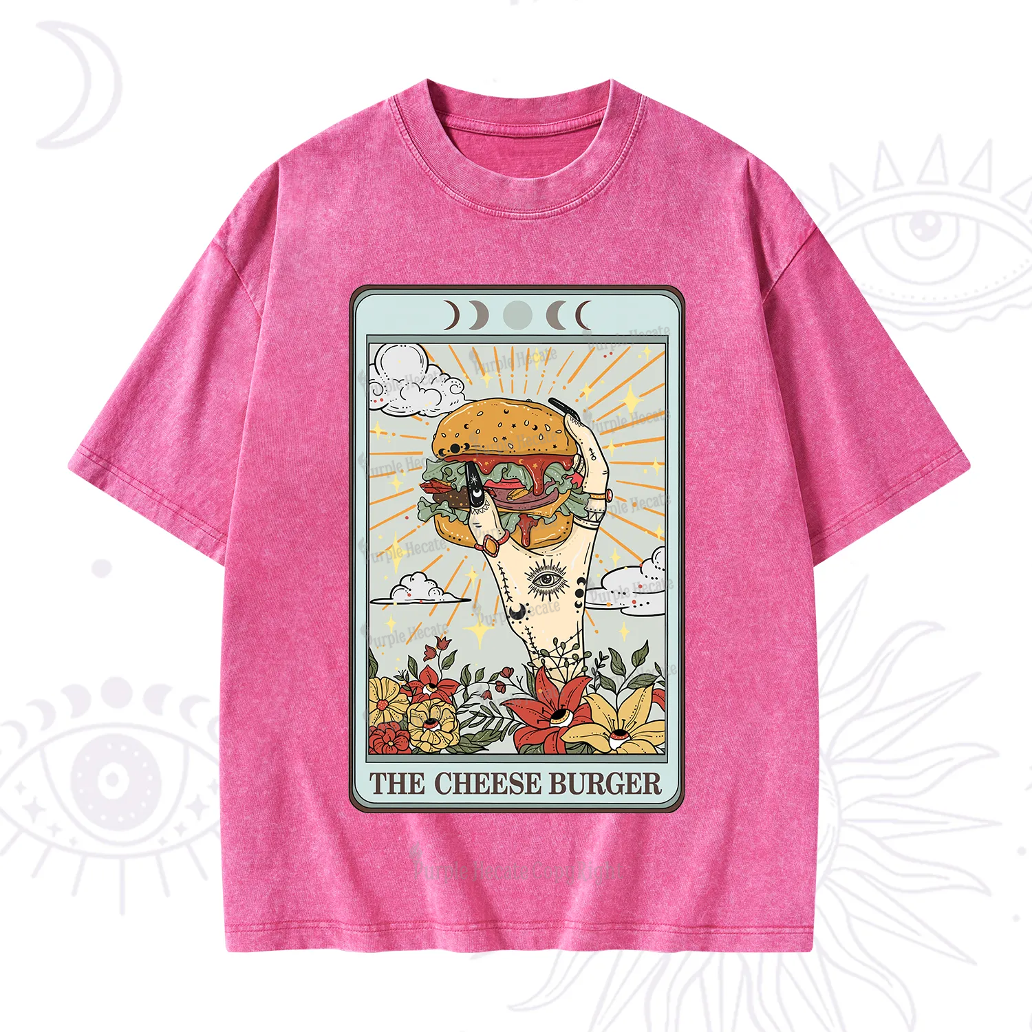 Purplehecate The Cheese Burger Tarot Washed T-Shirt