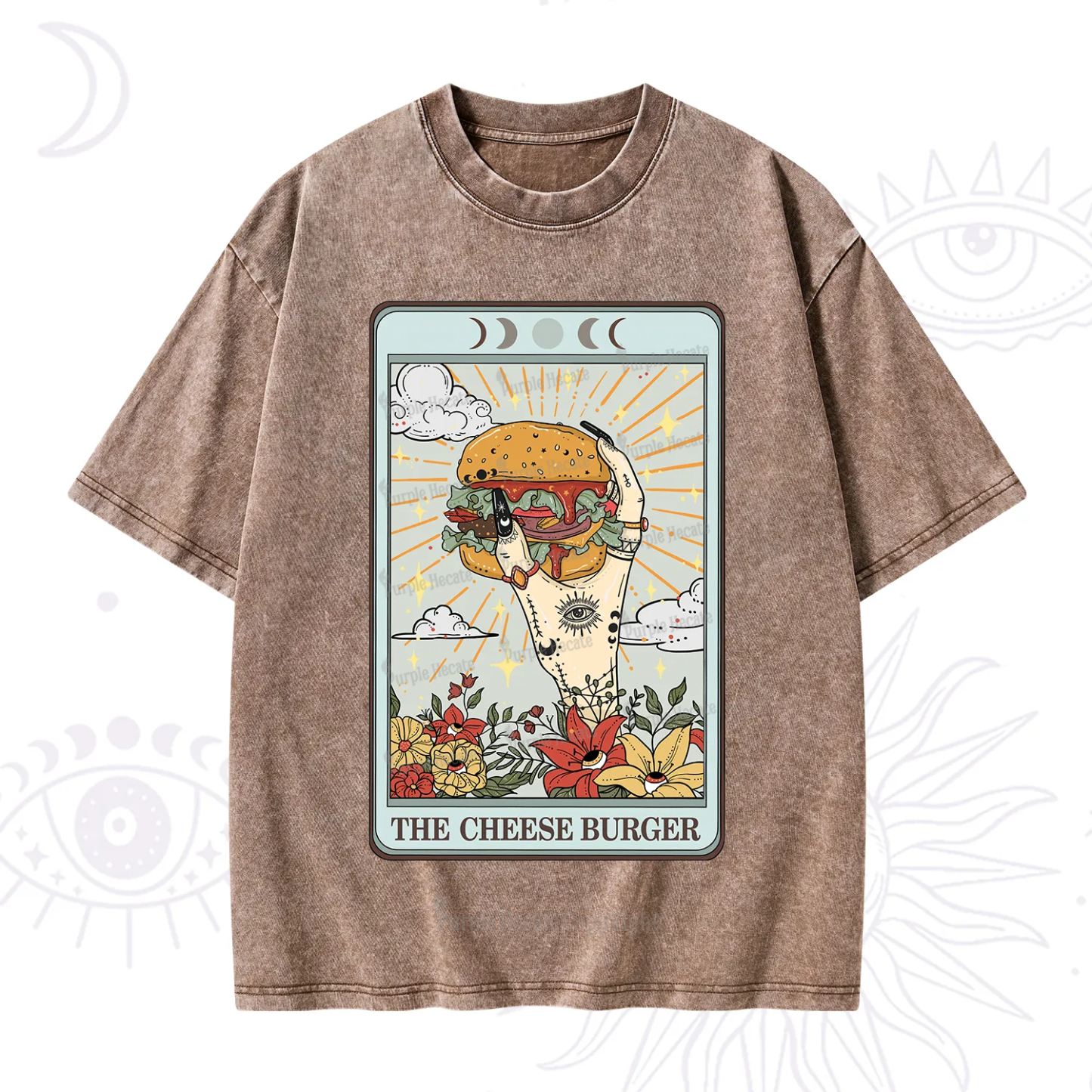 Purplehecate The Cheese Burger Tarot Washed T-Shirt