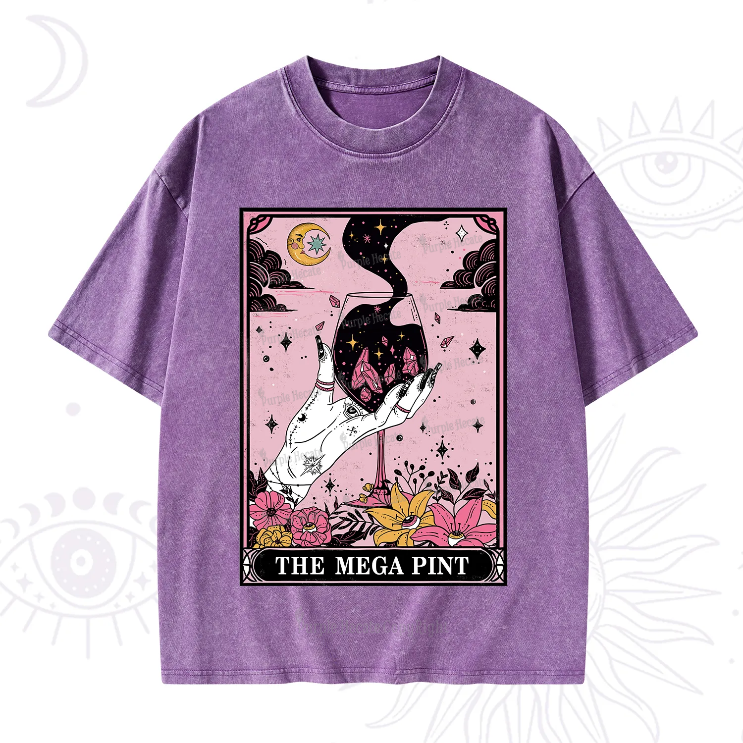 Purplehecate The Mega Pint Tarot Card Washed T-Shirt