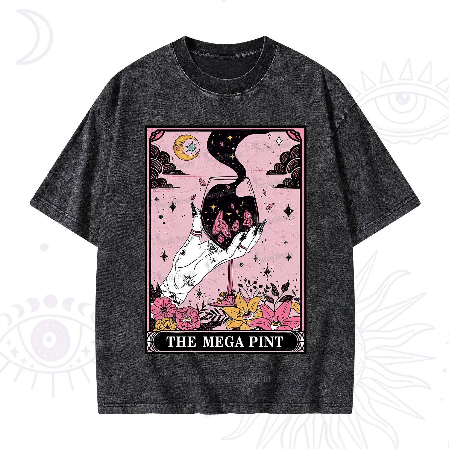 Purplehecate The Mega Pint Tarot Card Washed T-Shirt