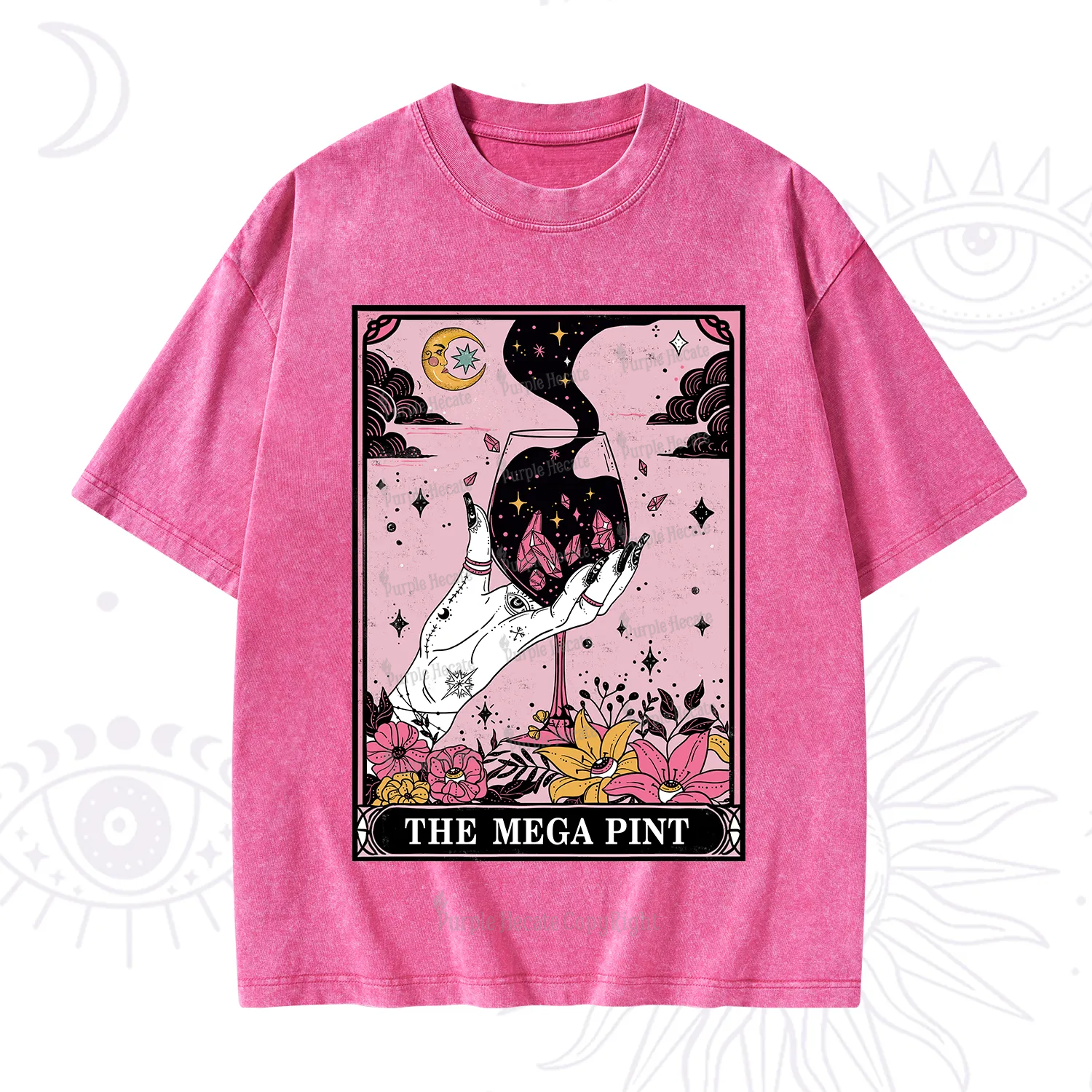 Purplehecate The Mega Pint Tarot Card Washed T-Shirt