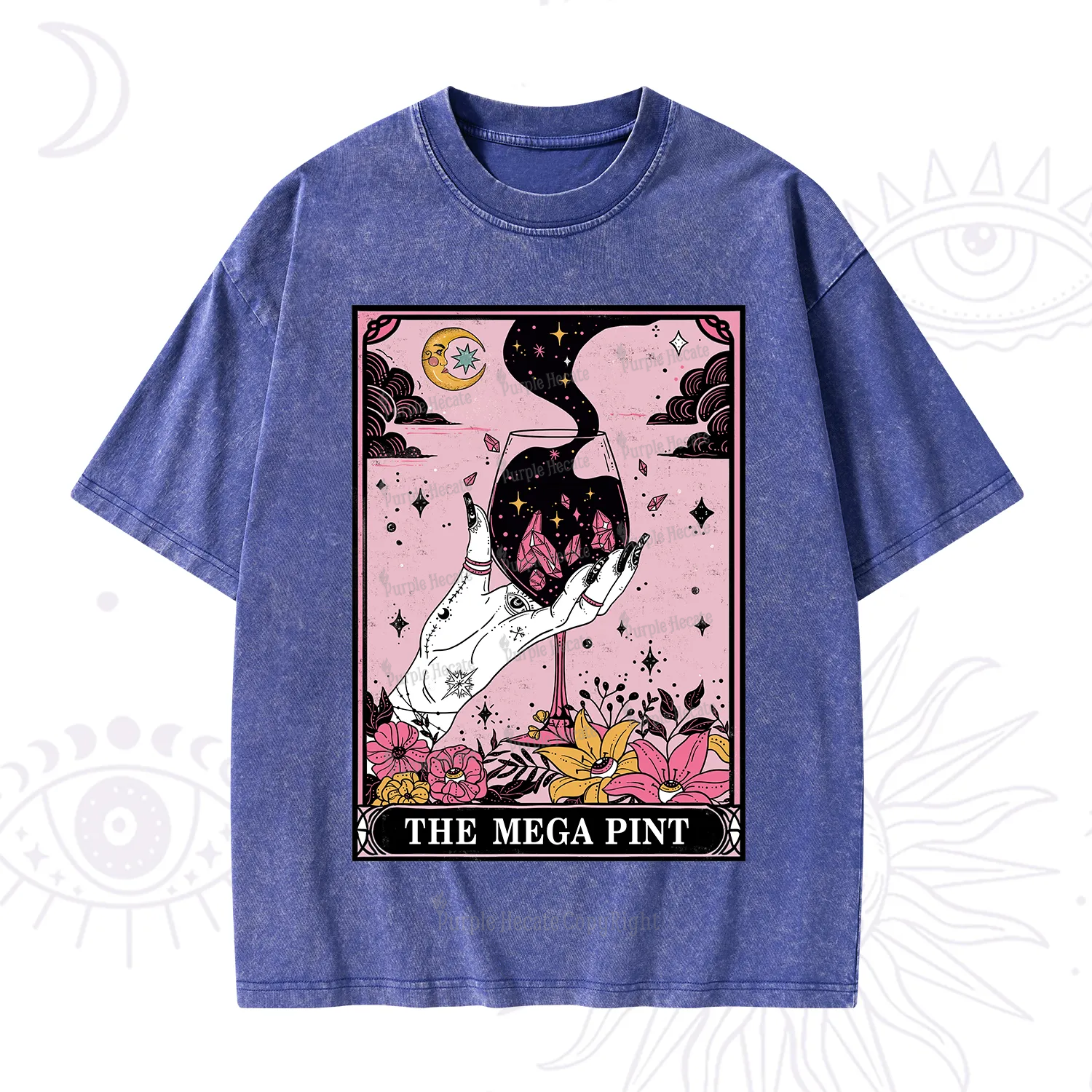 Purplehecate The Mega Pint Tarot Card Washed T-Shirt