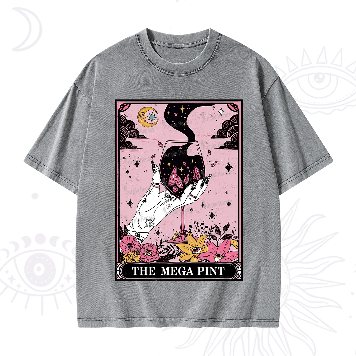 Purplehecate The Mega Pint Tarot Card Washed T-Shirt