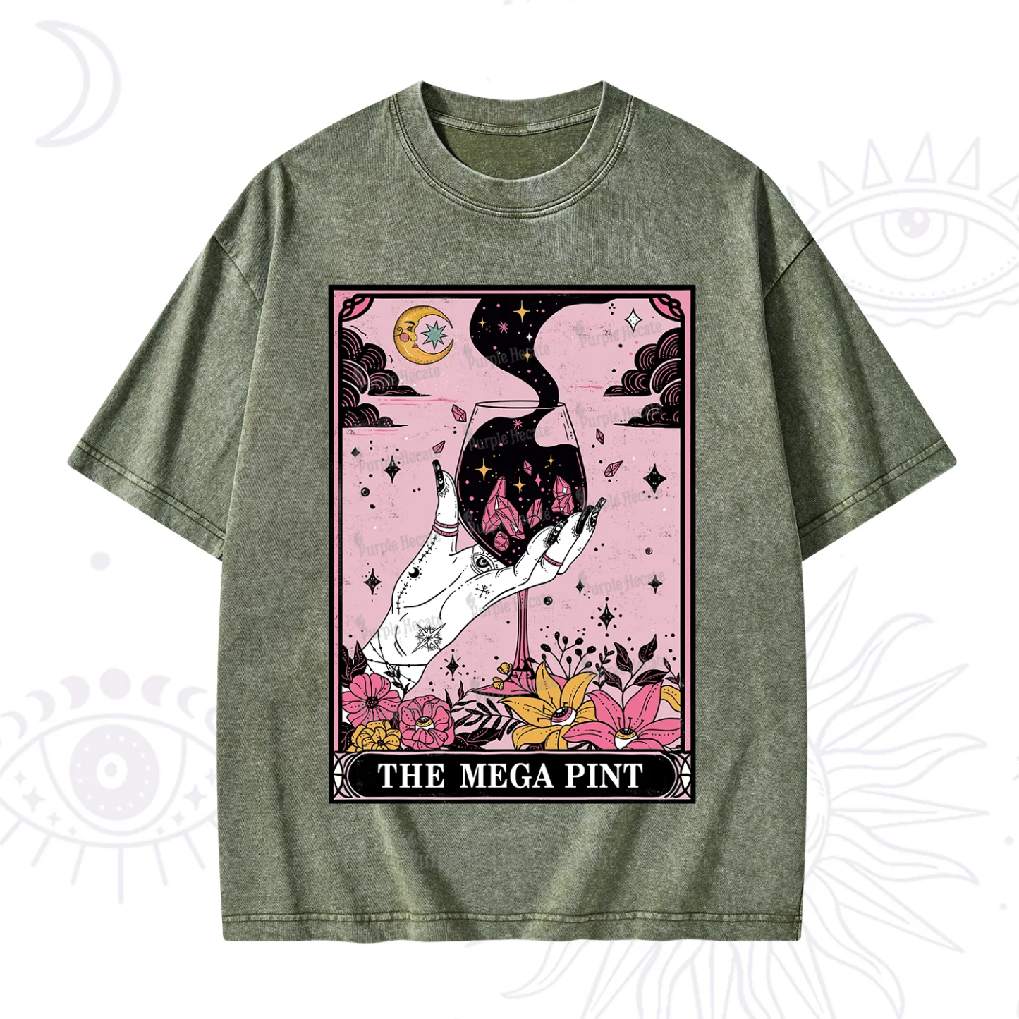 Purplehecate The Mega Pint Tarot Card Washed T-Shirt