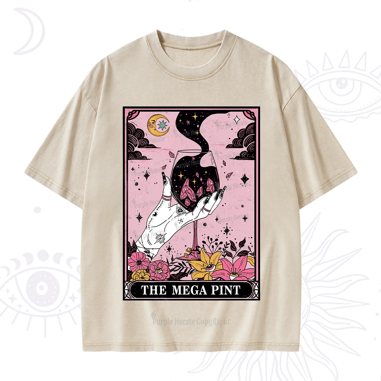 Purplehecate The Mega Pint Tarot Card Washed T-Shirt