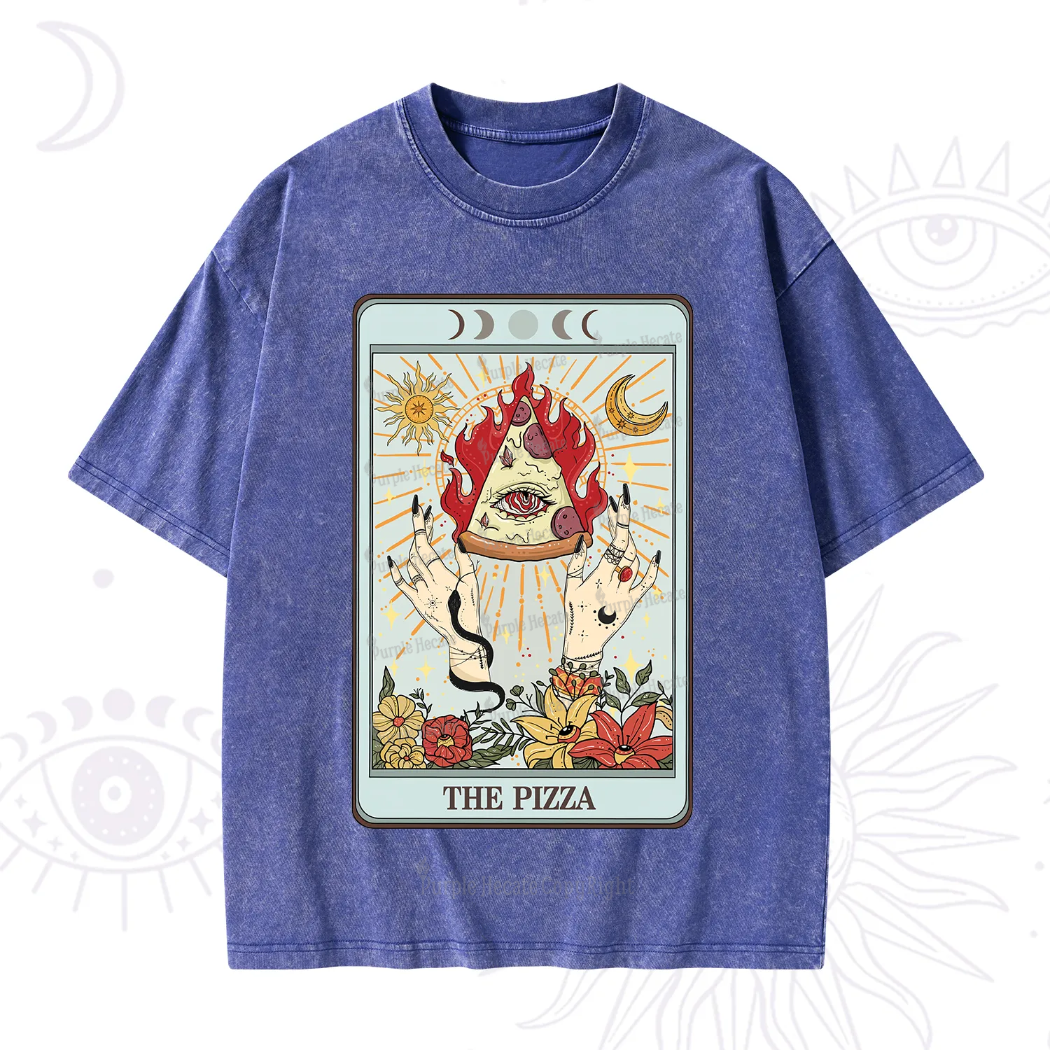 Purplehecate The Pizze Food Tarot Card Washed T-Shirt