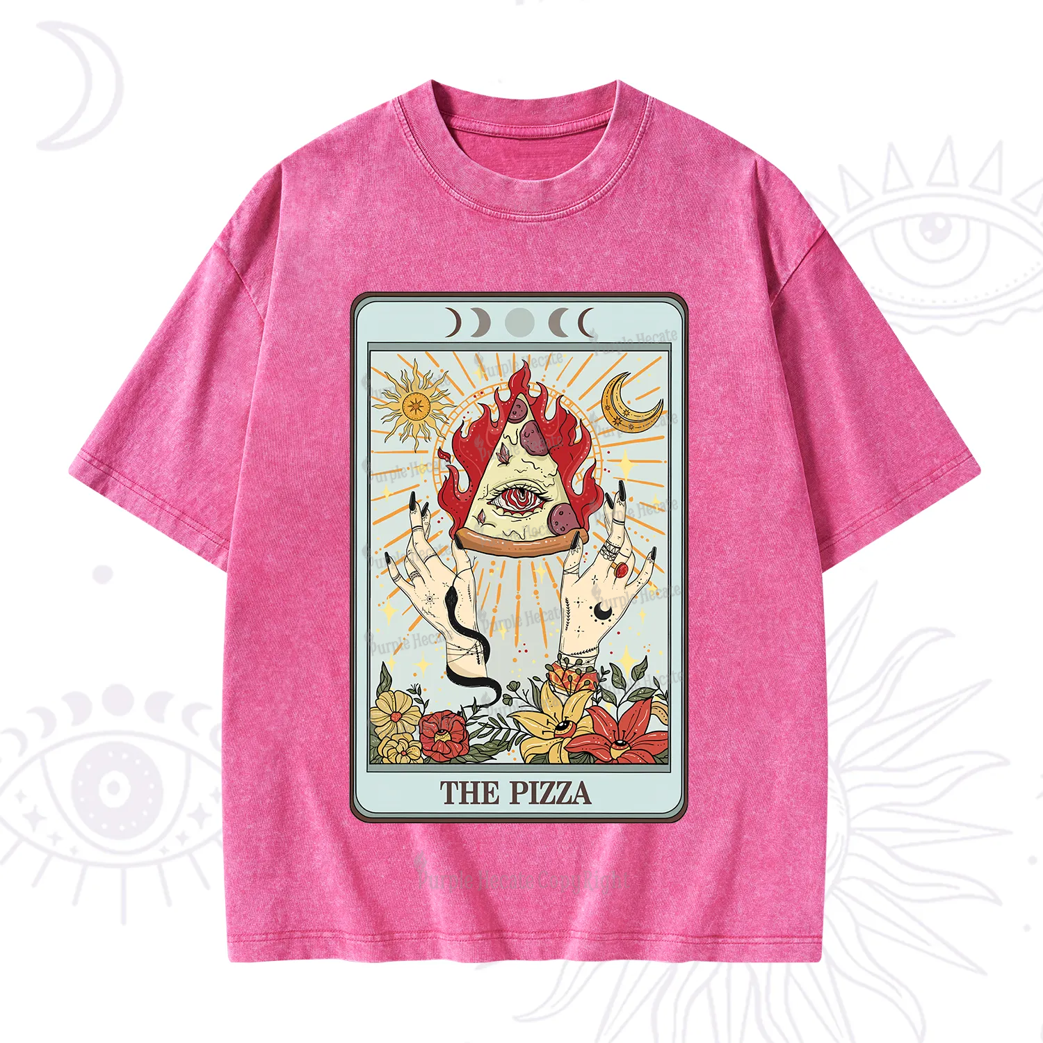 Purplehecate The Pizze Food Tarot Card Washed T-Shirt
