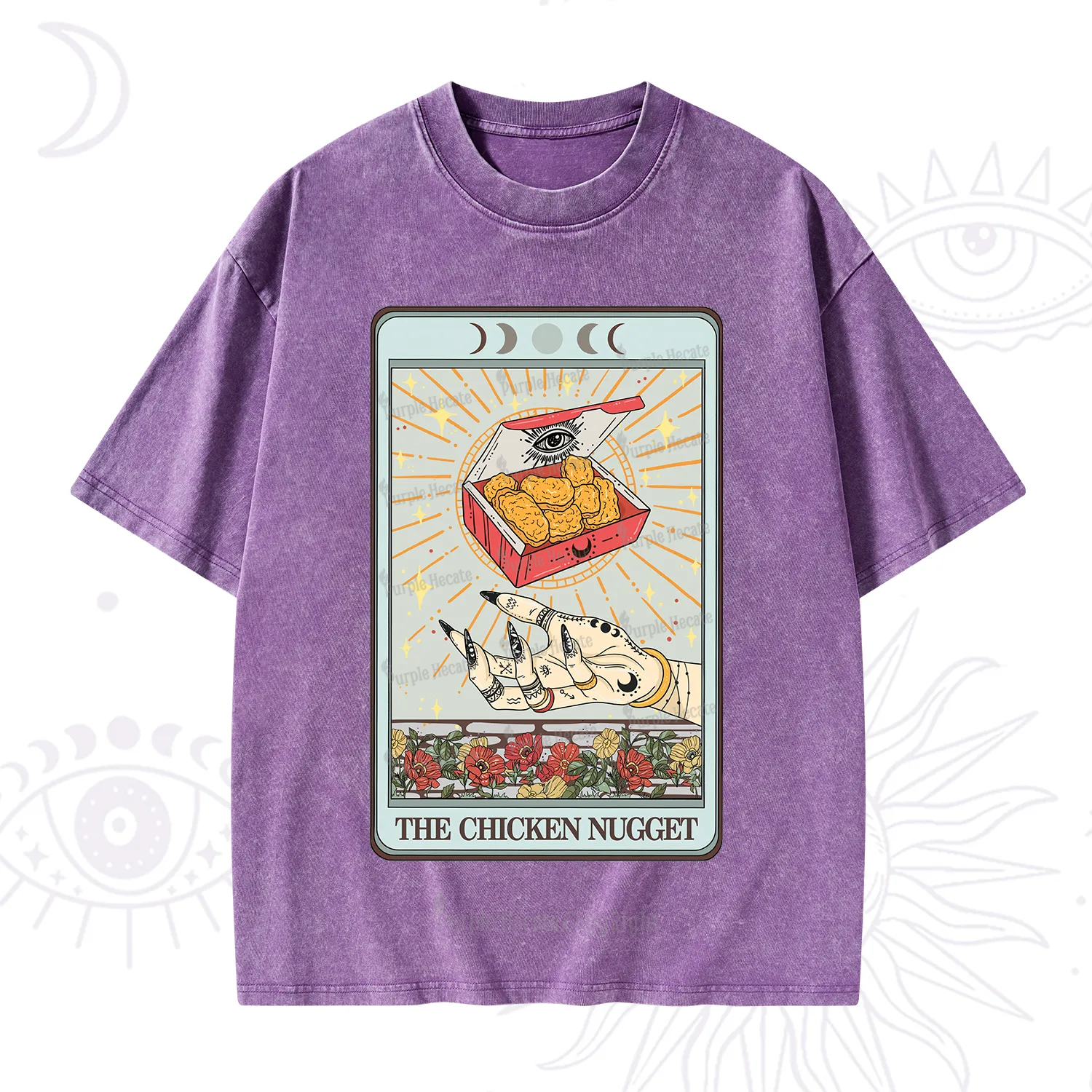 Purplehecate The Chicken Nugget Tarot Card Washed T-Shirt