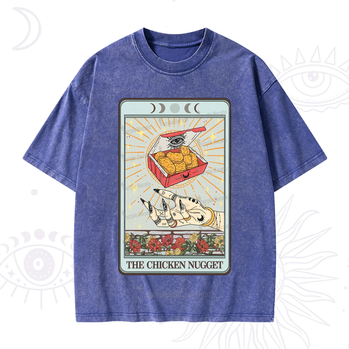 Purplehecate The Chicken Nugget Tarot Card Washed T-Shirt