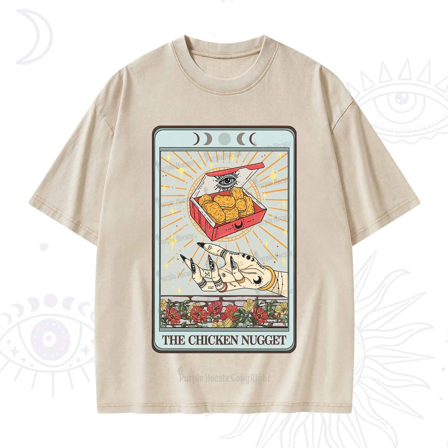 Purplehecate The Chicken Nugget Tarot Card Washed T-Shirt