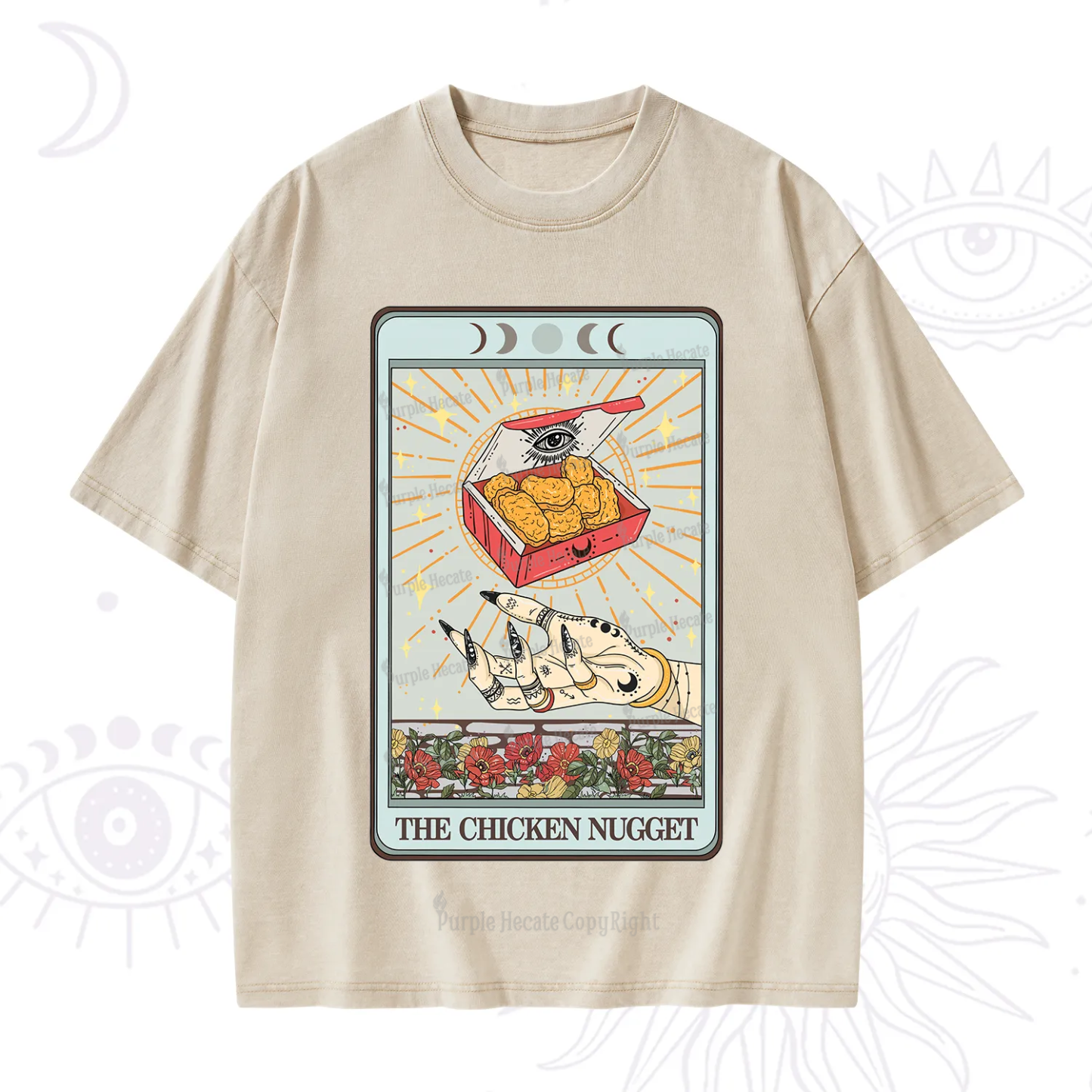 Purplehecate The Chicken Nugget Tarot Card Washed T-Shirt