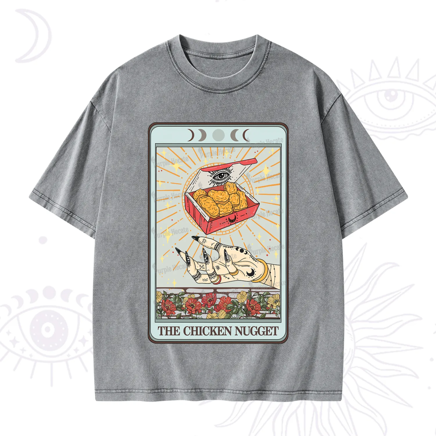 Purplehecate The Chicken Nugget Tarot Card Washed T-Shirt