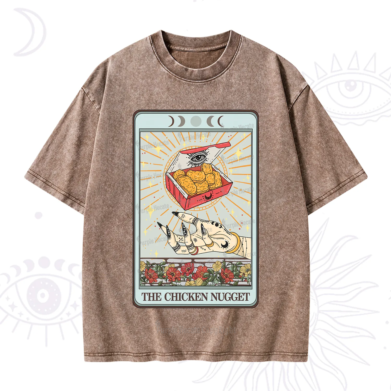 Purplehecate The Chicken Nugget Tarot Card Washed T-Shirt