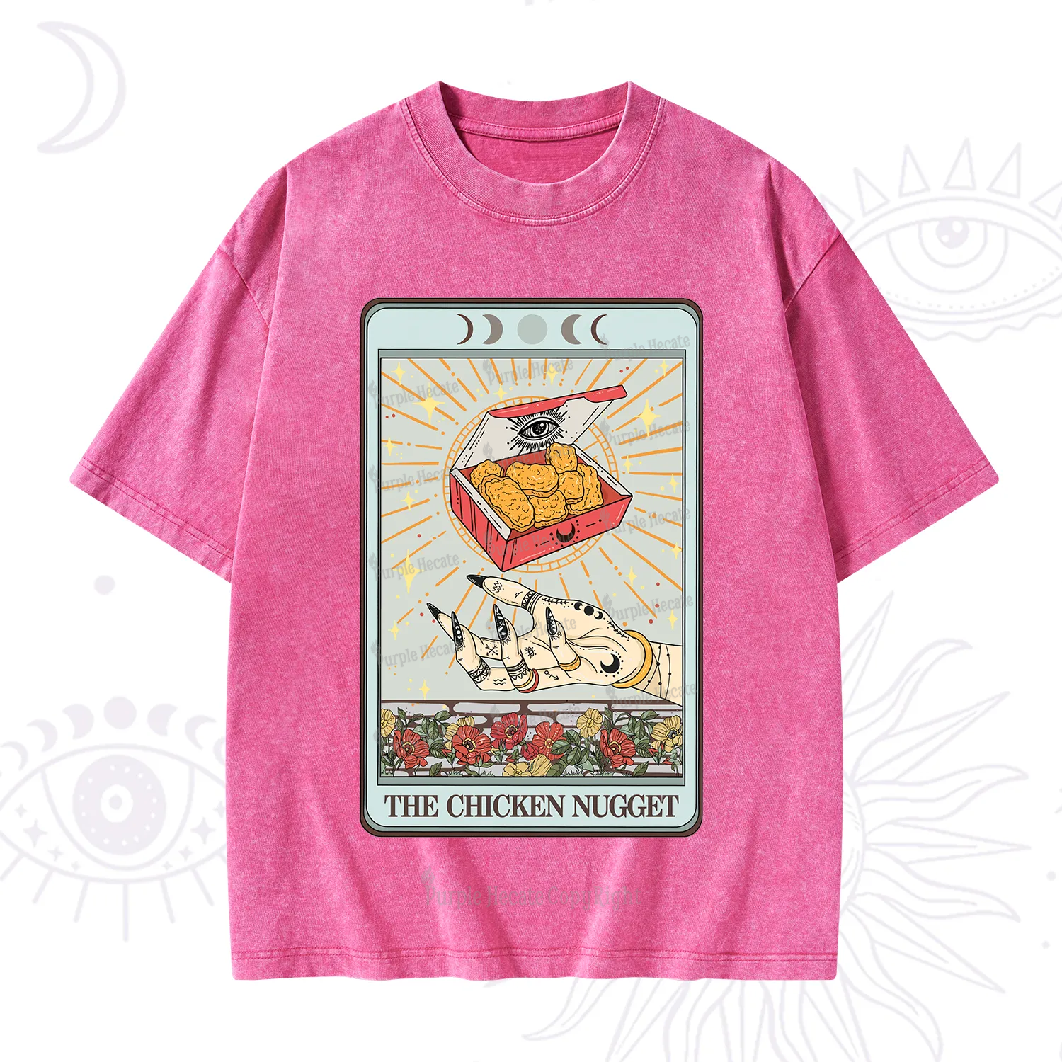 Purplehecate The Chicken Nugget Tarot Card Washed T-Shirt