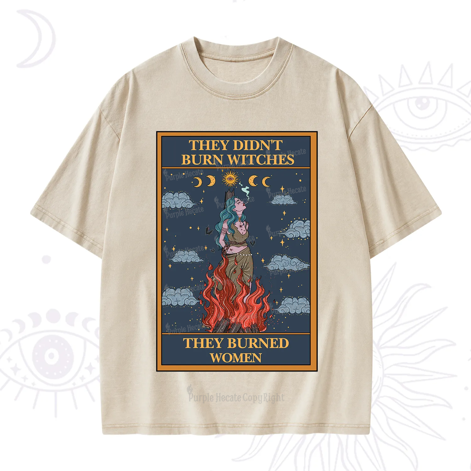 Purplehecate The They Didn't Burn Witches They Burned Women Oracle Card Washed T-Shirt