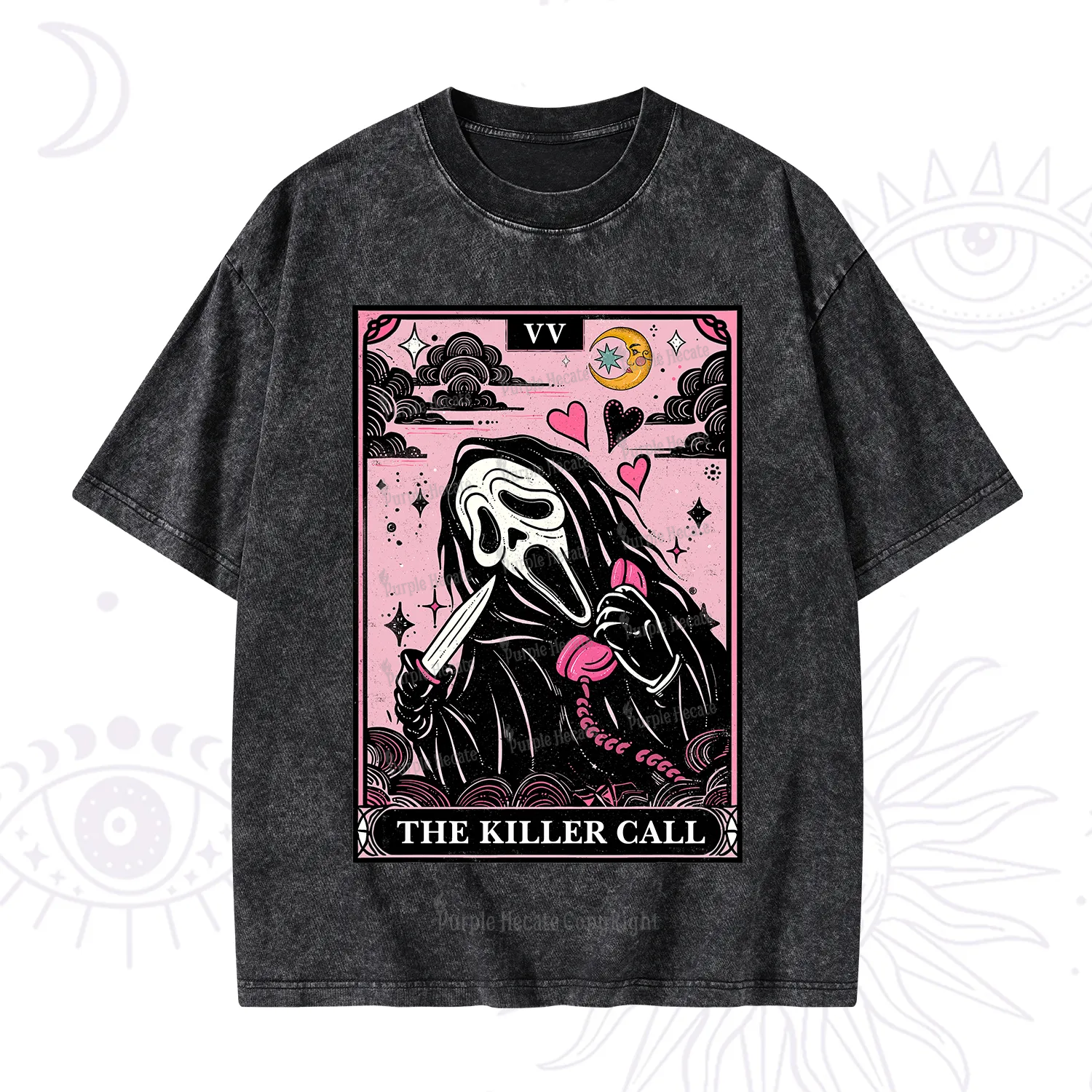 Purplehecate The Killer Call Tarot Washed T-Shirt