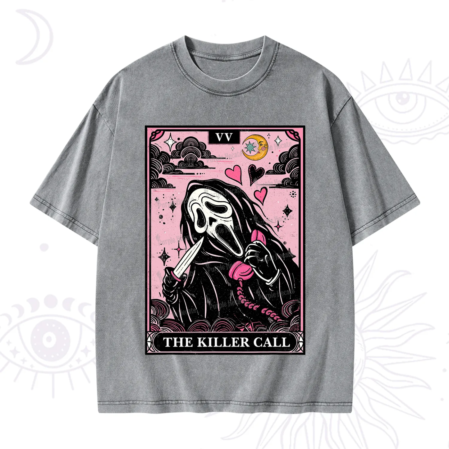 Purplehecate The Killer Call Tarot Washed T-Shirt