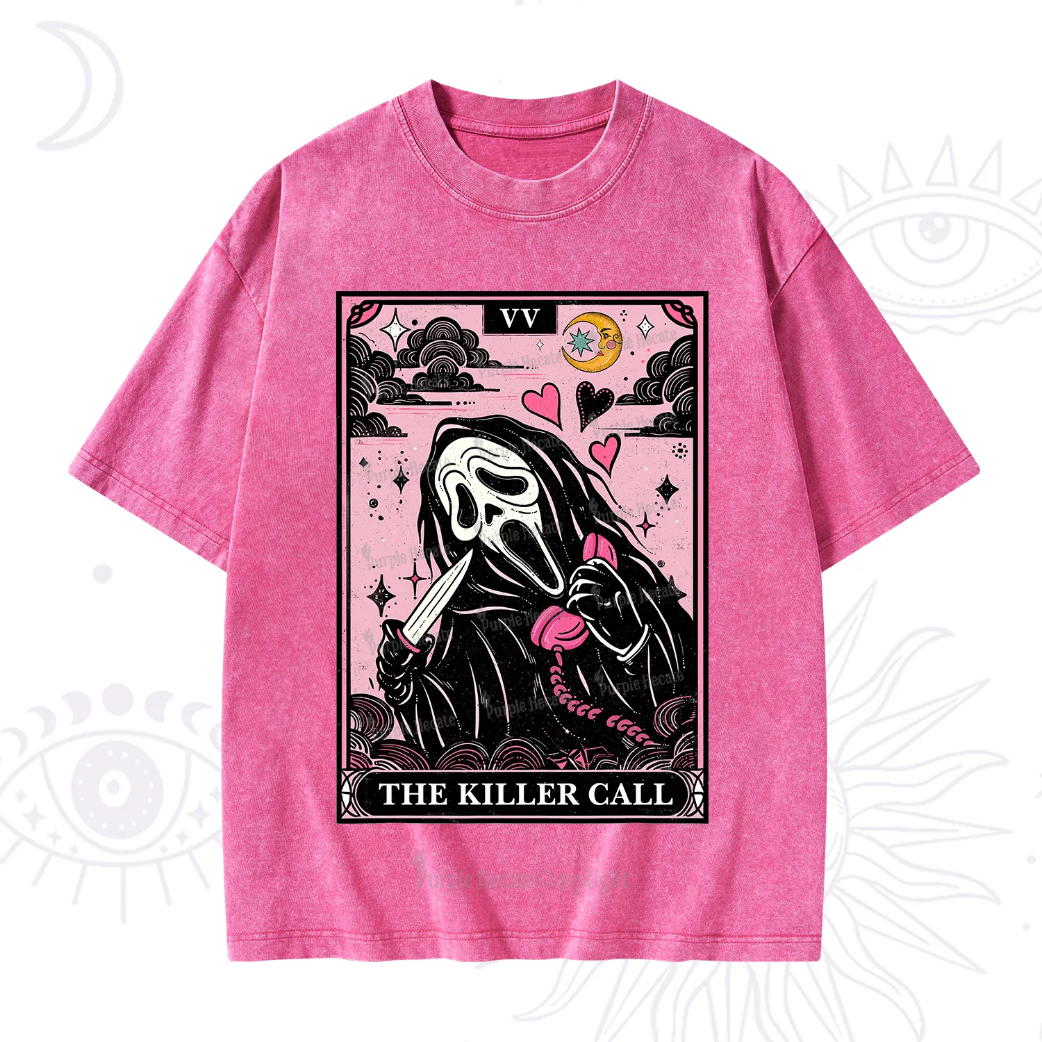 Purplehecate The Killer Call Tarot Washed T-Shirt
