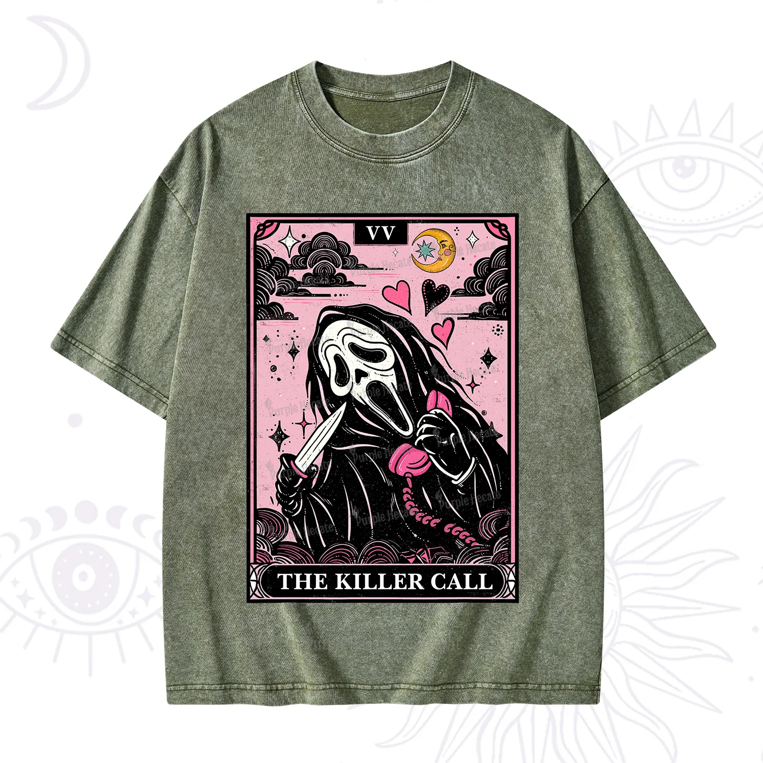Purplehecate The Killer Call Tarot Washed T-Shirt