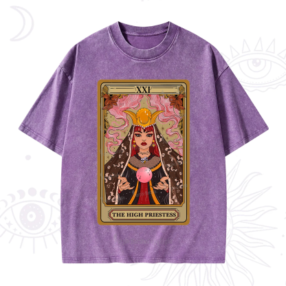 Purplehecate The High Priestess Prophecy Tarot Washed T-Shirt