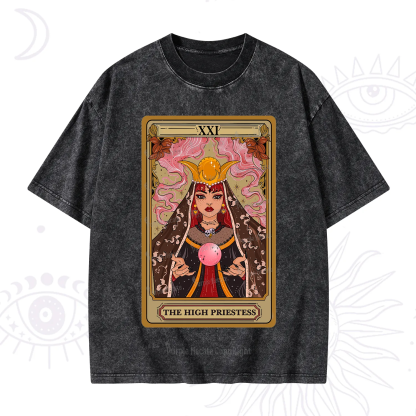 Purplehecate The High Priestess Prophecy Tarot Washed T-Shirt