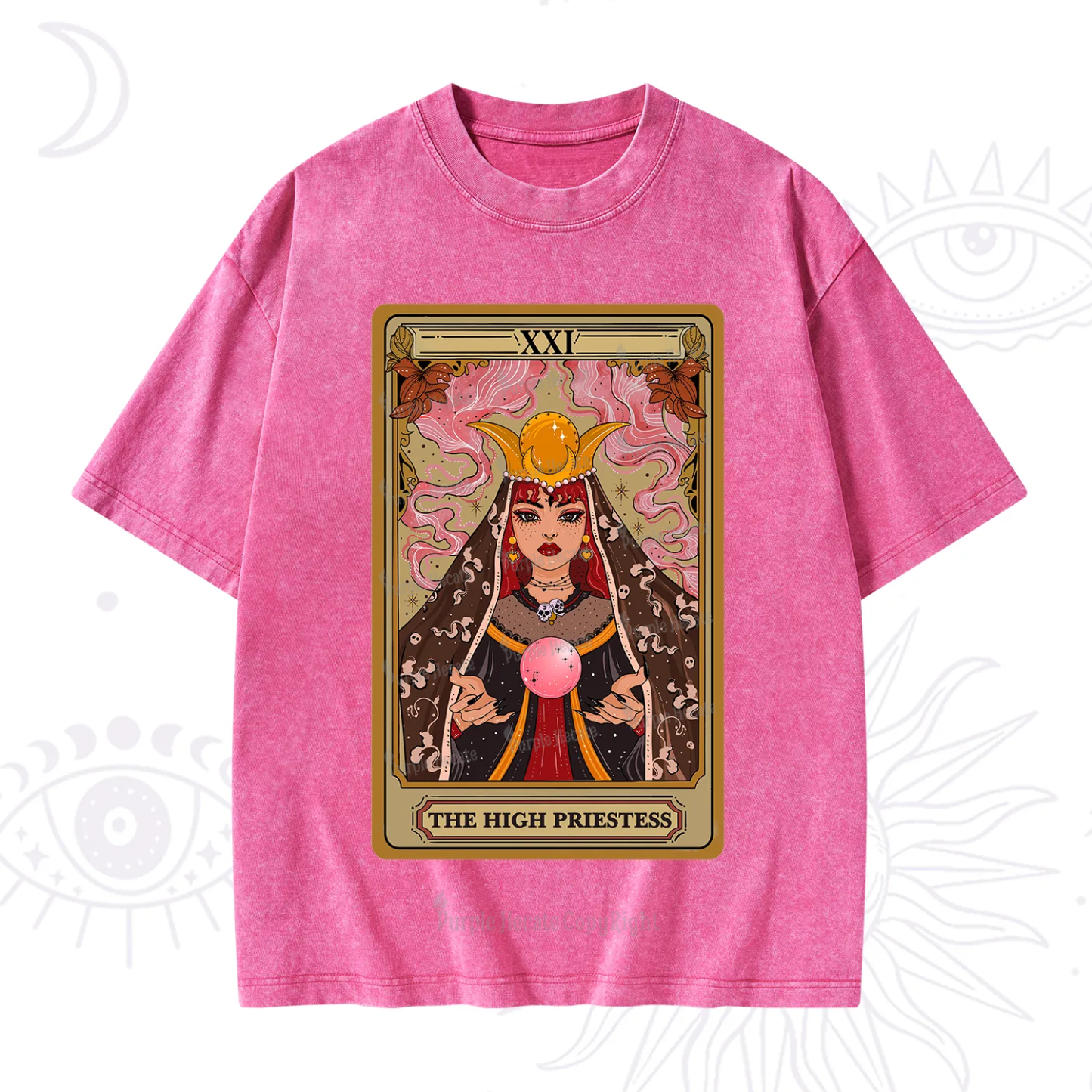 Purplehecate The High Priestess Prophecy Tarot Washed T-Shirt