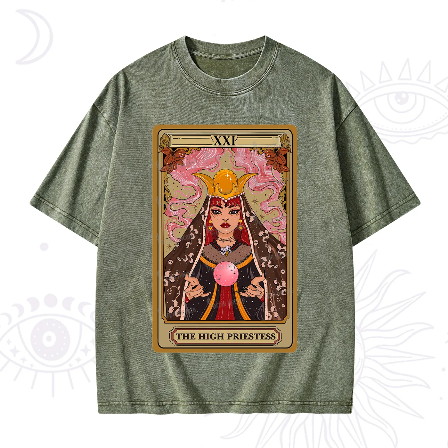 Purplehecate The High Priestess Prophecy Tarot Washed T-Shirt