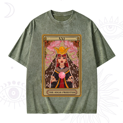 Purplehecate The High Priestess Prophecy Tarot Washed T-Shirt