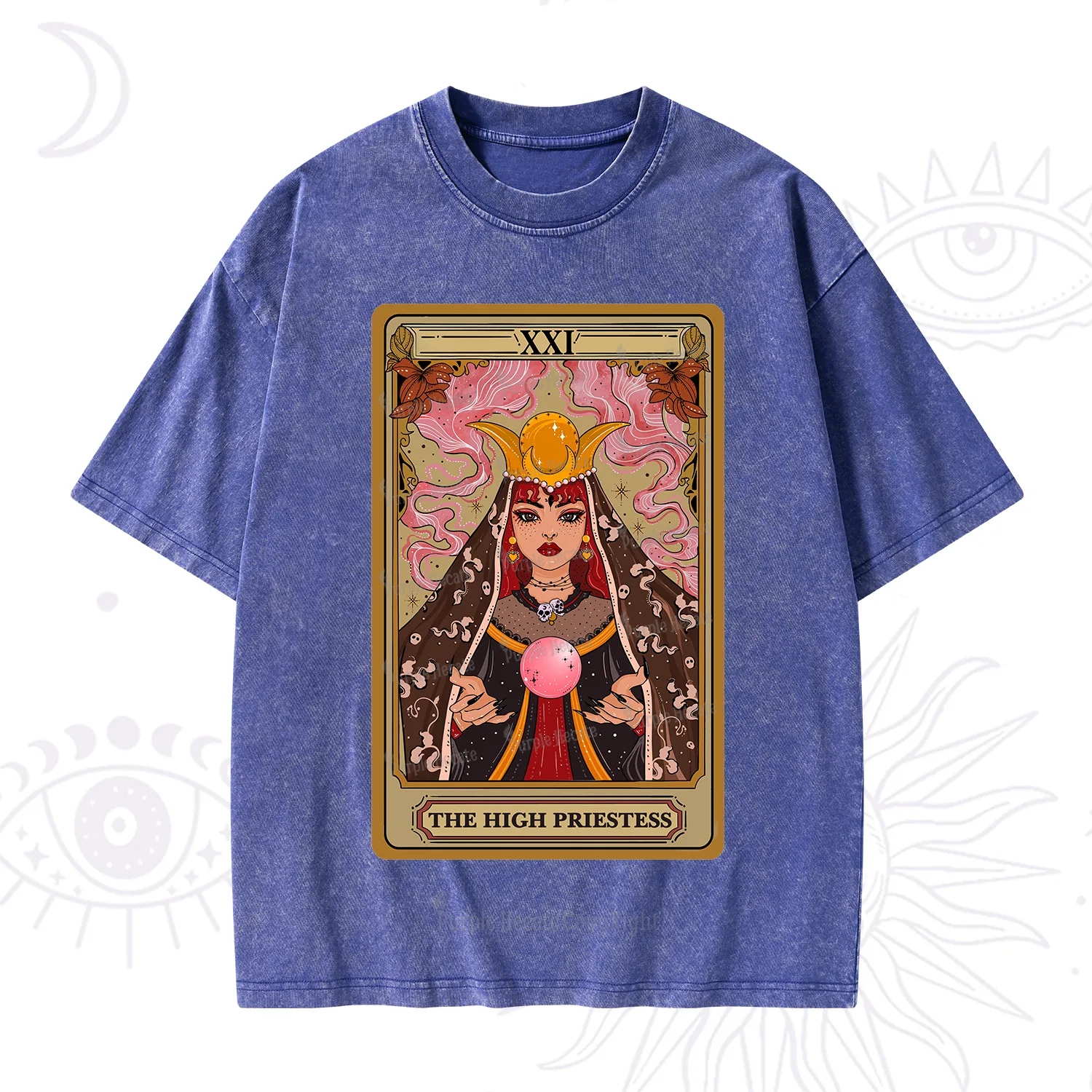 Purplehecate The High Priestess Prophecy Tarot Washed T-Shirt