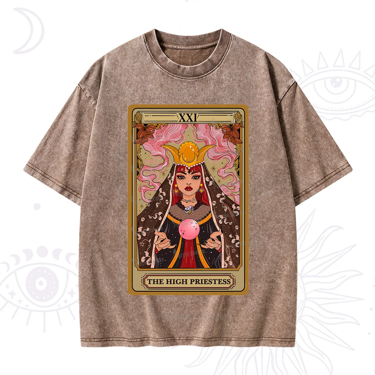 Purplehecate The High Priestess Prophecy Tarot Washed T-Shirt