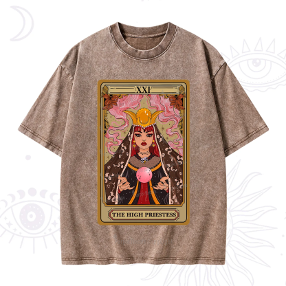 Purplehecate The High Priestess Prophecy Tarot Washed T-Shirt