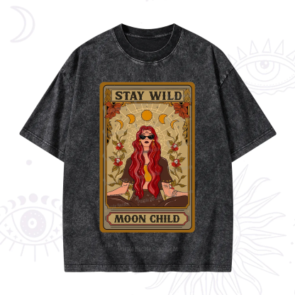 Purplehecate The Stay Wild Moon Child Oracle Card  Washed T-Shirt