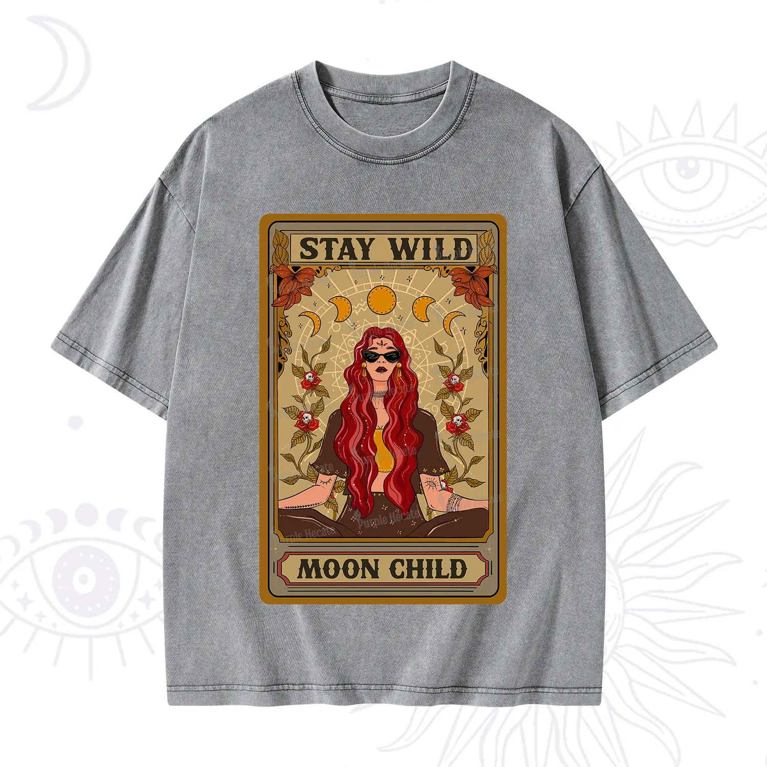 Purplehecate The Stay Wild Moon Child Oracle Card  Washed T-Shirt