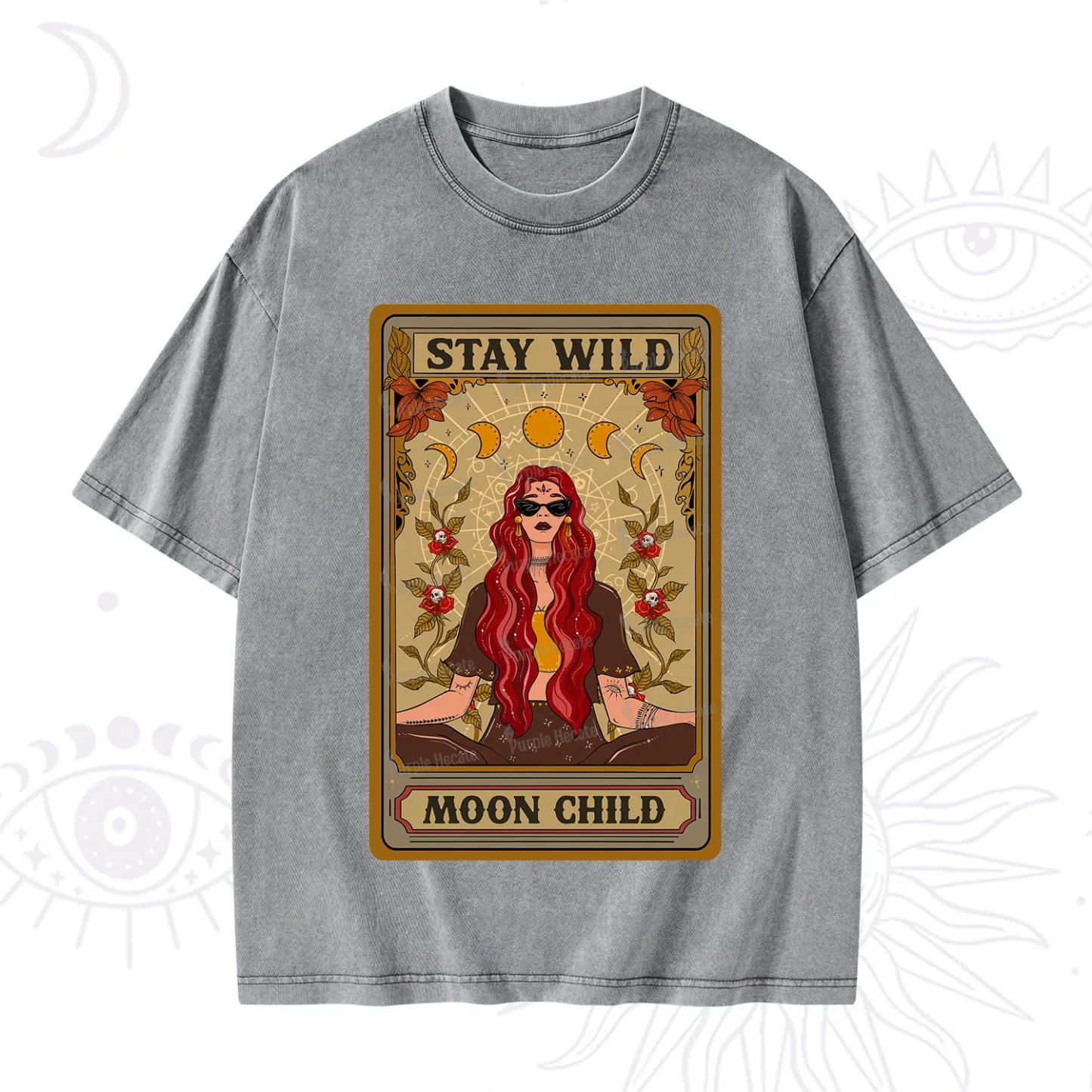 Purplehecate The Stay Wild Moon Child Oracle Card  Washed T-Shirt