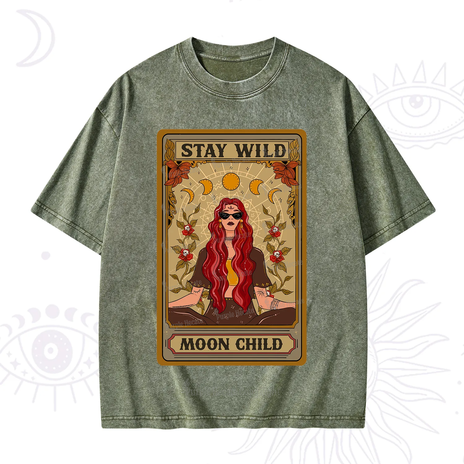 Purplehecate The Stay Wild Moon Child Oracle Card  Washed T-Shirt