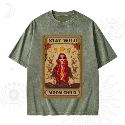 Purplehecate The Stay Wild Moon Child Oracle Card  Washed T-Shirt
