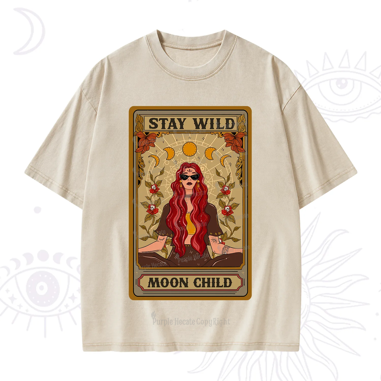 Purplehecate The Stay Wild Moon Child Oracle Card  Washed T-Shirt