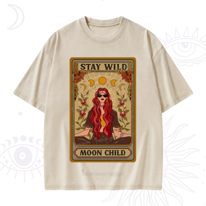 Purplehecate The Stay Wild Moon Child Oracle Card  Washed T-Shirt